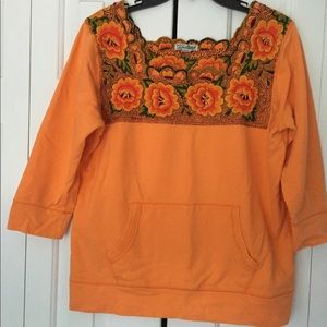 Orange embroidered sweatshirt from lucky
